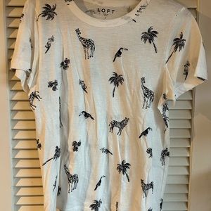 Loft all-over graphic tee with zebras